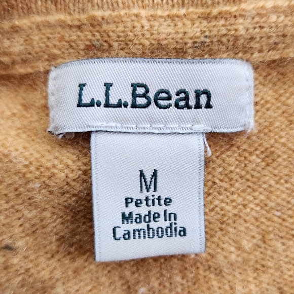 L.L. Bean Womens 100% Cashmere Long Sleeve Sweater Toffee Sz Medium Petite - Picture 2 of 9